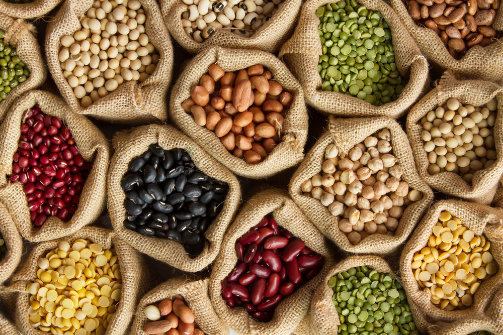 Legumes,Bean,Seed,In,Sack,,Top,View